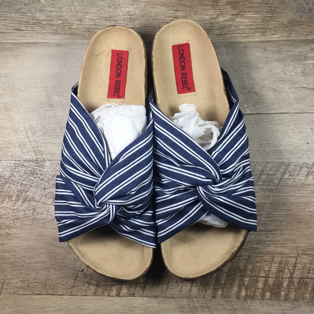 Striped Knot Strap Footbed Sandals